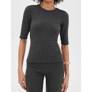 NEW LESET lauren mid sleeve tee in charcoal